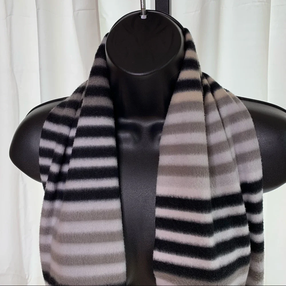 Polar Fleece Striped Infinity Scarf